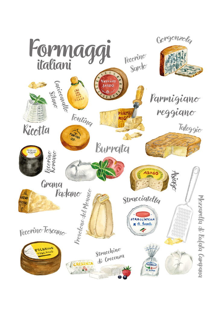 Fromages Italien - Linge de maison / Italien Cheeses Kitchen Linen - Collection 2024 Maison Lorrain