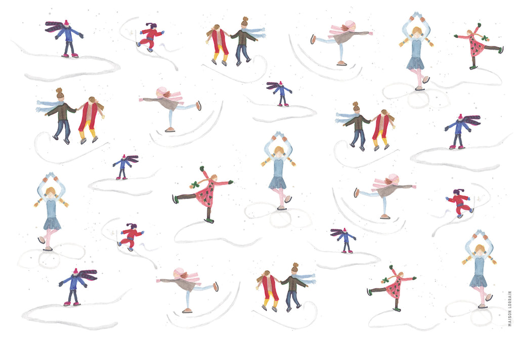 "Les Patineurs" - Napperons de papier / Paper placemats Skaters