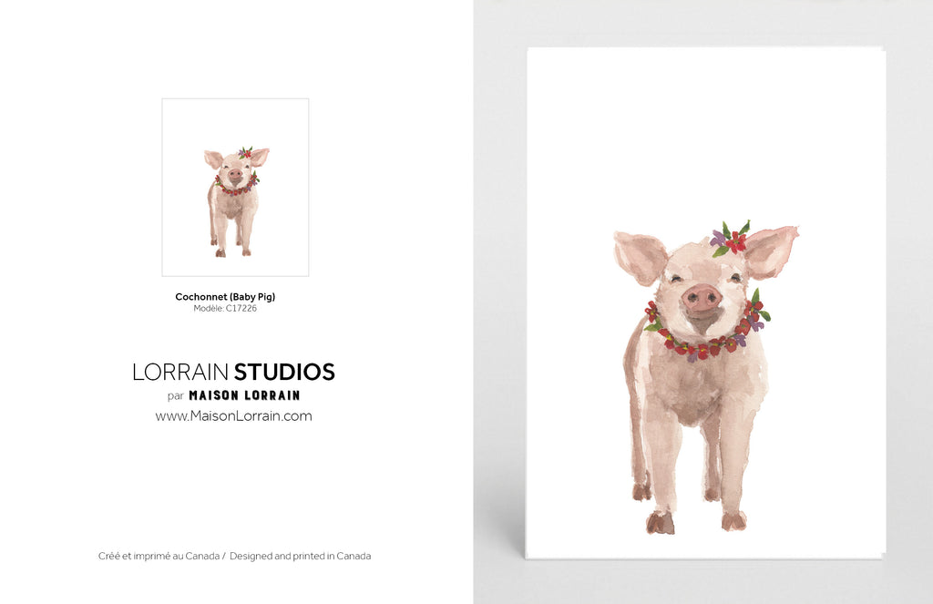NEW Carte de souhaits - Cochonnet / Greeting Card - Piggy
