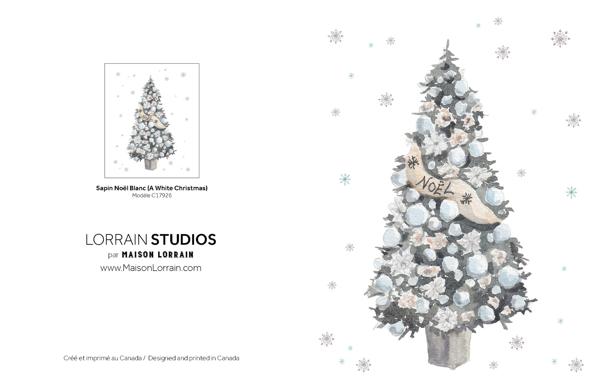 NEW Carte de souhaits - Sapin Noel Blanc / Greeting Card