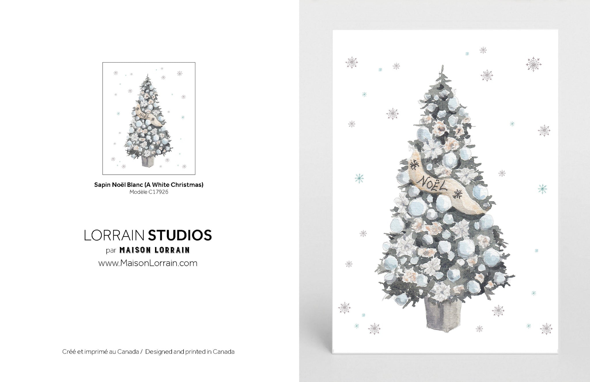NEW Carte de souhaits - Sapin Noel Blanc / Greeting Card