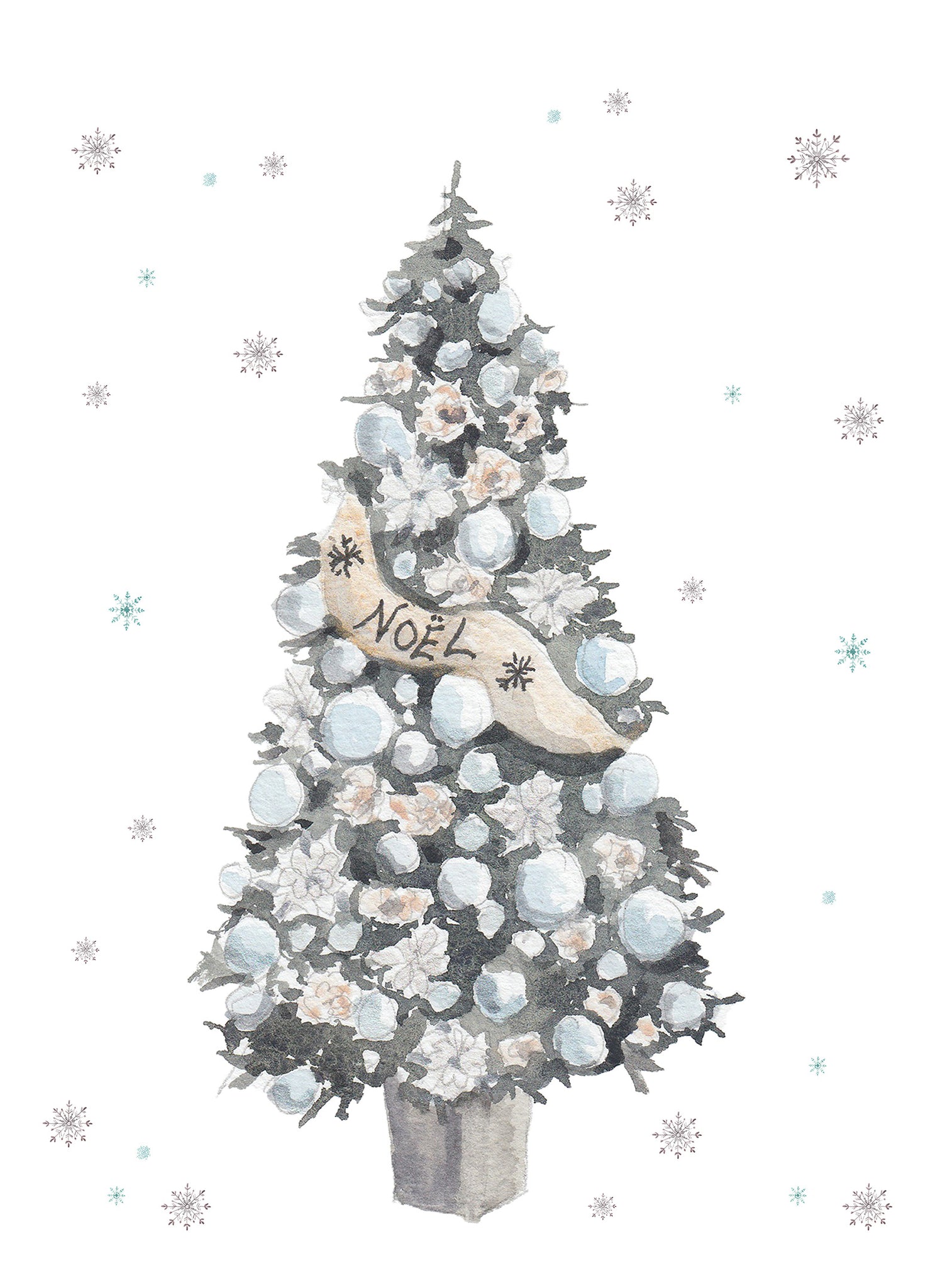 NEW Carte de souhaits - Sapin Noel Blanc / Greeting Card