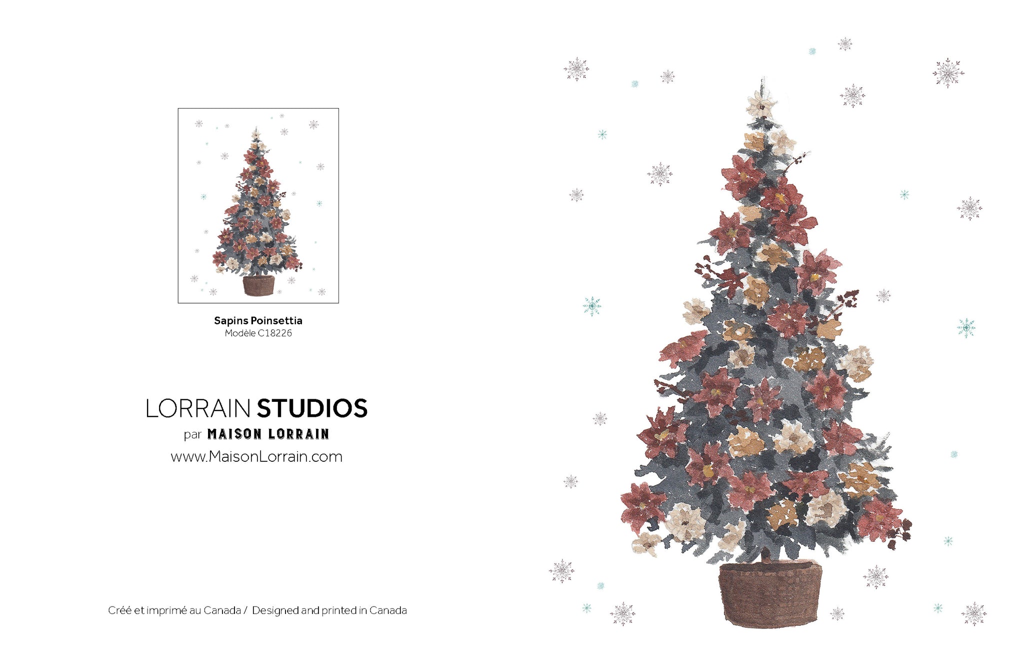 NEW Carte de souhaits - Sapins Poinsettia / Greeting Card