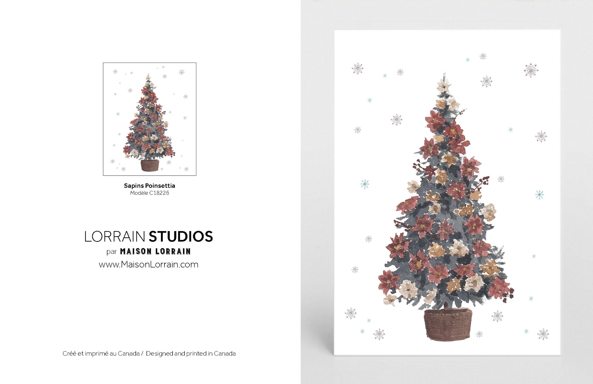 NEW Carte de souhaits - Sapins Poinsettia / Greeting Card