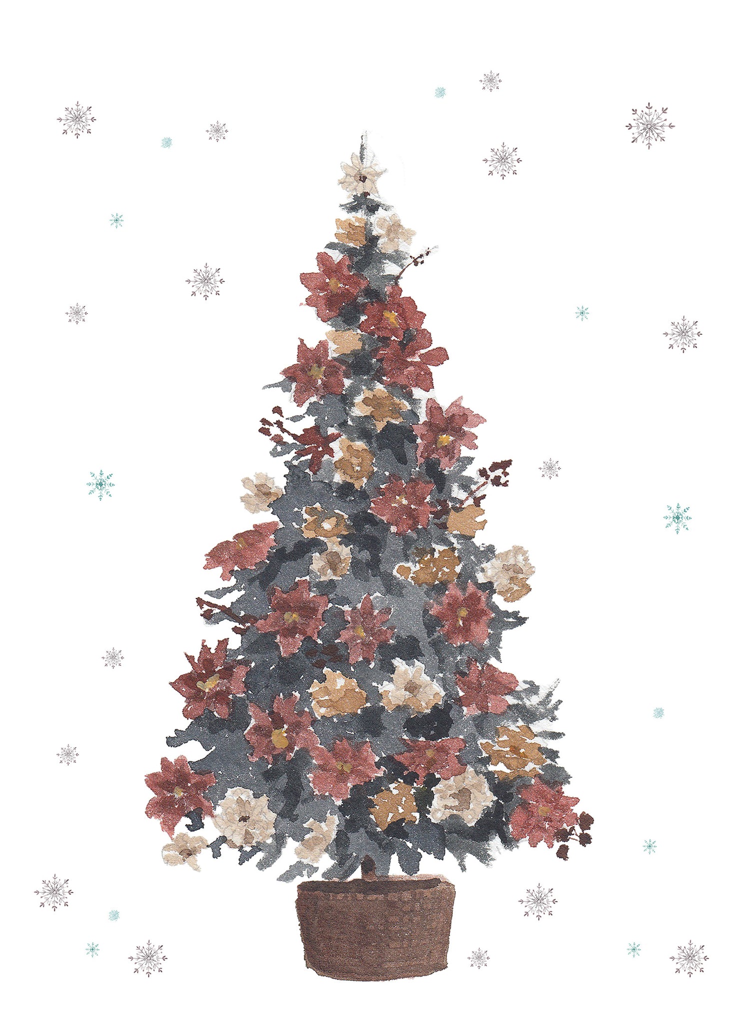 NEW Carte de souhaits - Sapins Poinsettia / Greeting Card