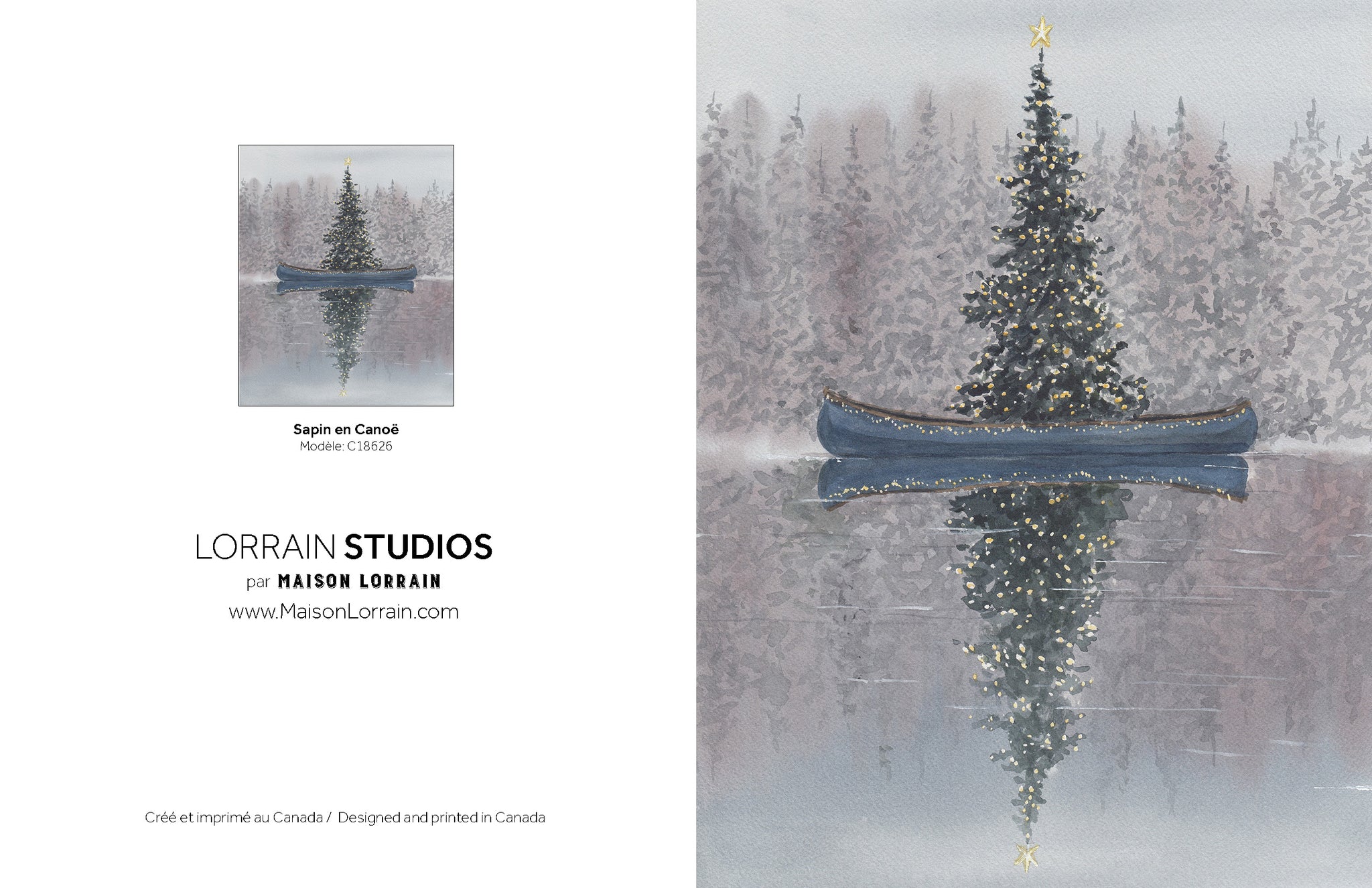 NEW Carte de souhaits - Sapin en Canoe / Greeting Card