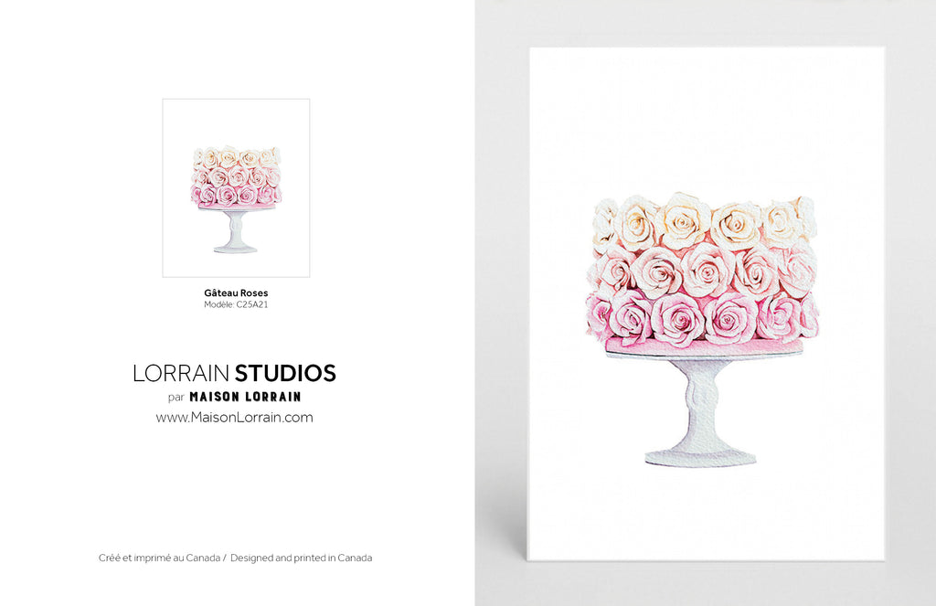 NEW Carte de souhaits - Gateau Roses / Greeting Card