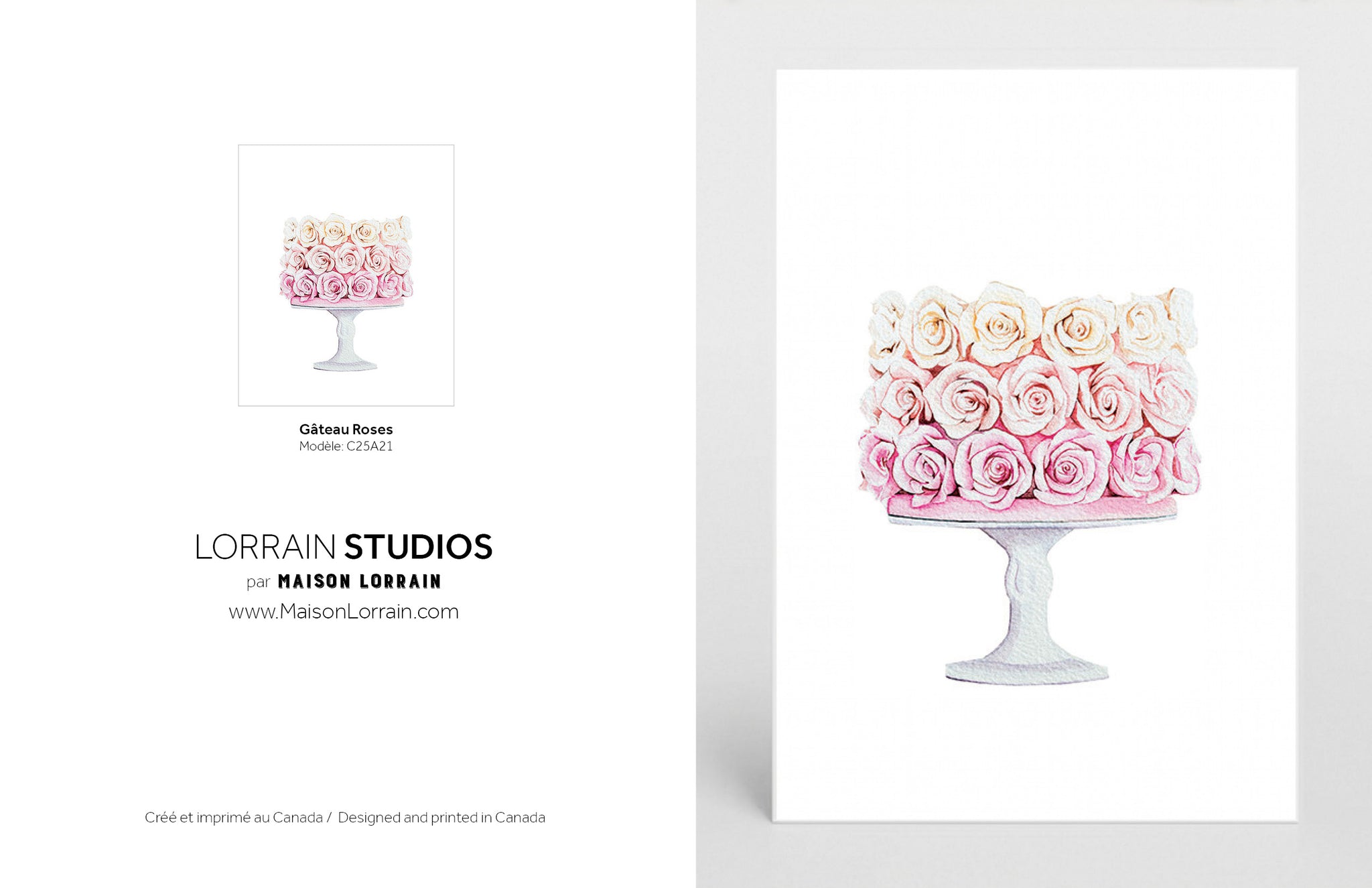 NEW Carte de souhaits - Gateau Roses / Greeting Card