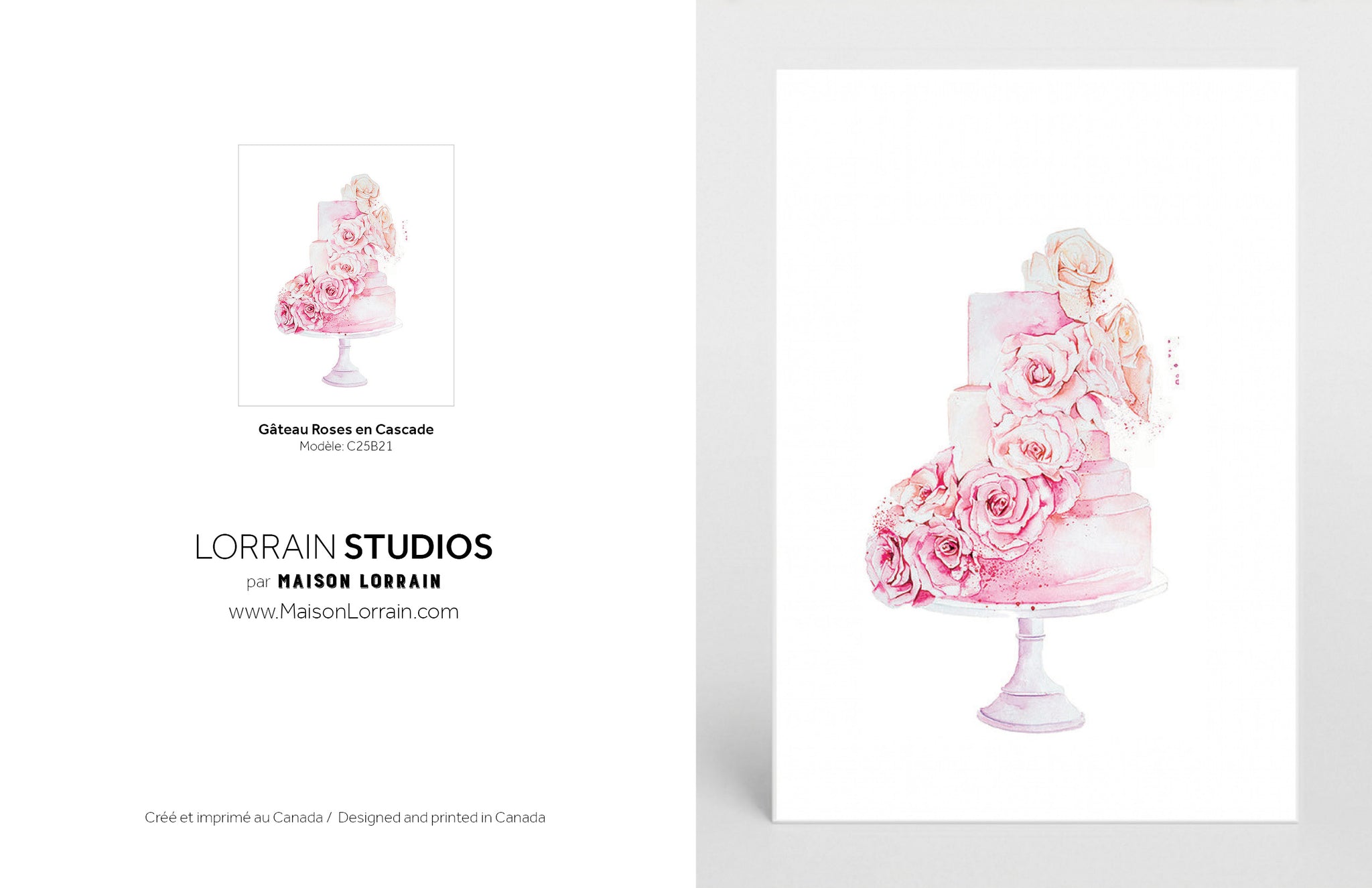 NEW Carte de souhaits - Gateau Roses en Cascade / Greeting Card