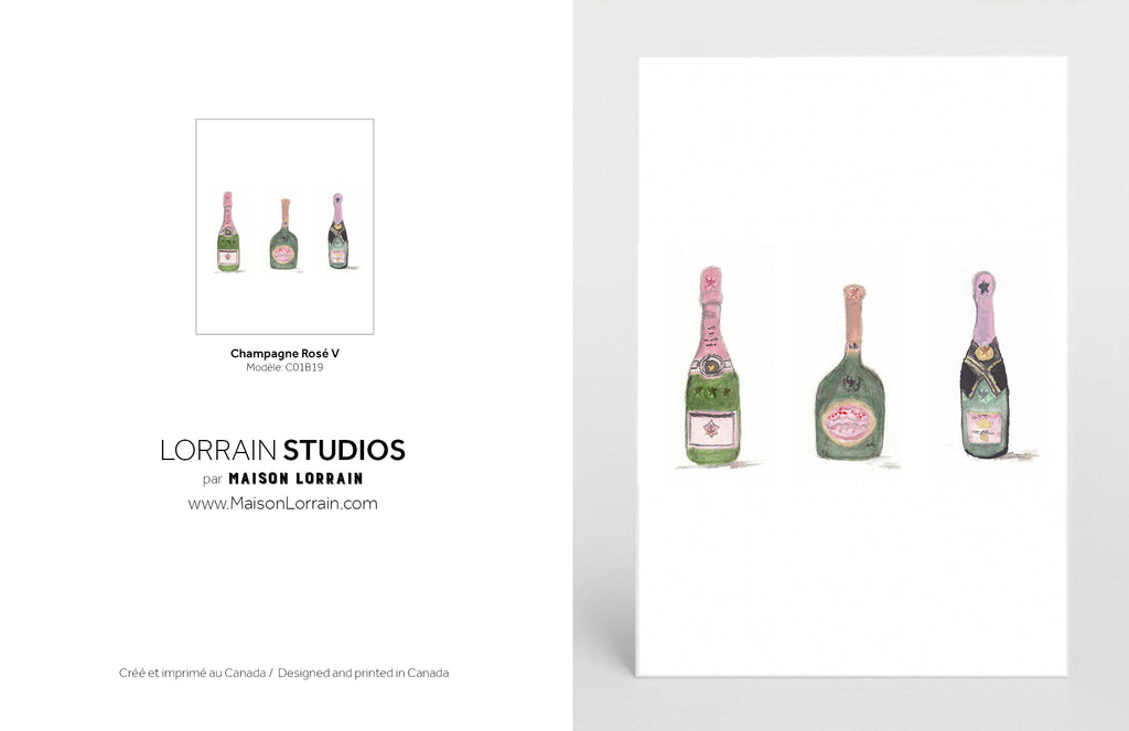 NEW Carte de souhaits - Champagnes Rosés V / Greeting Card