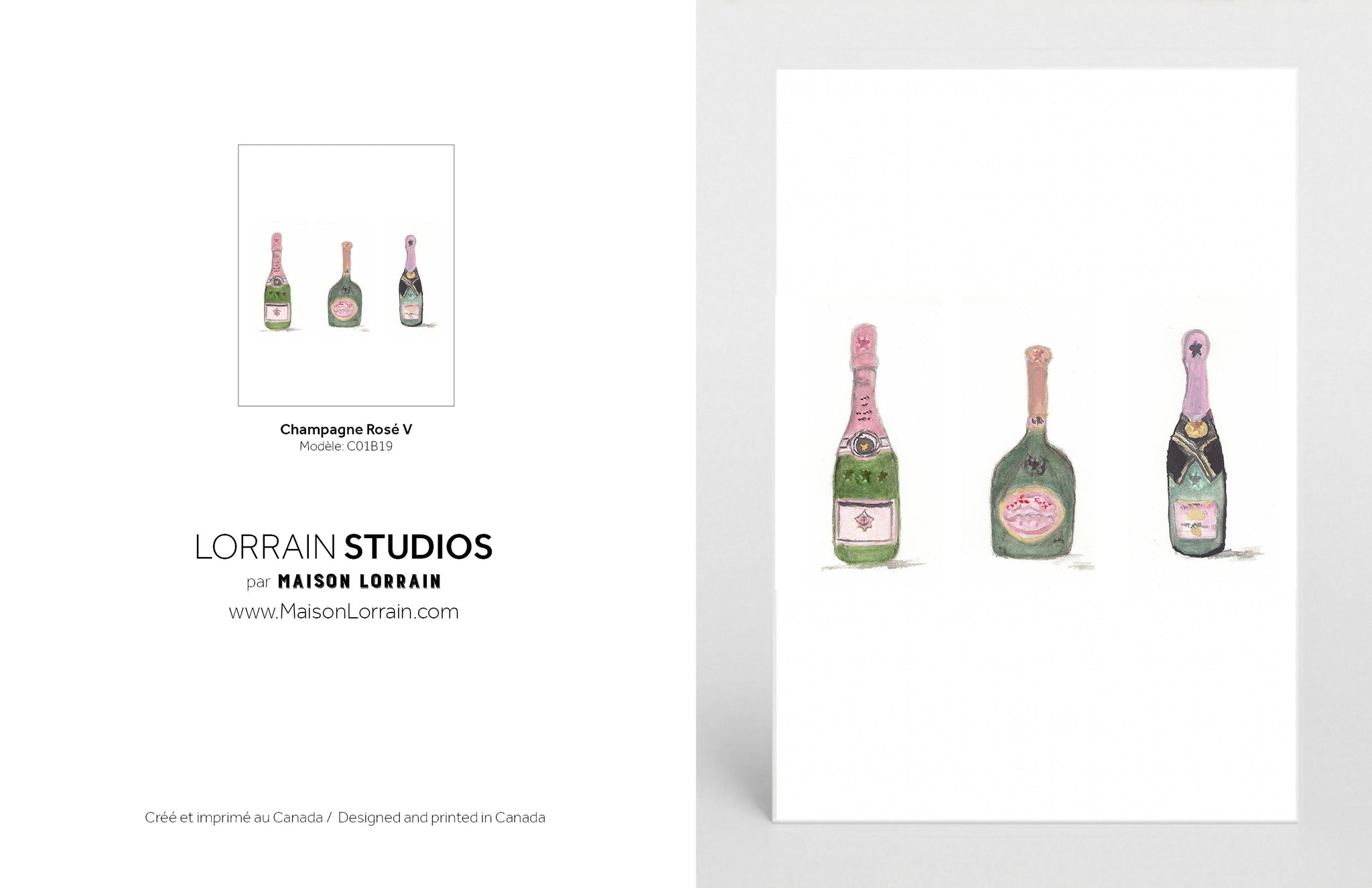 NEW Carte de souhaits - Champagnes Rosés V / Greeting Card
