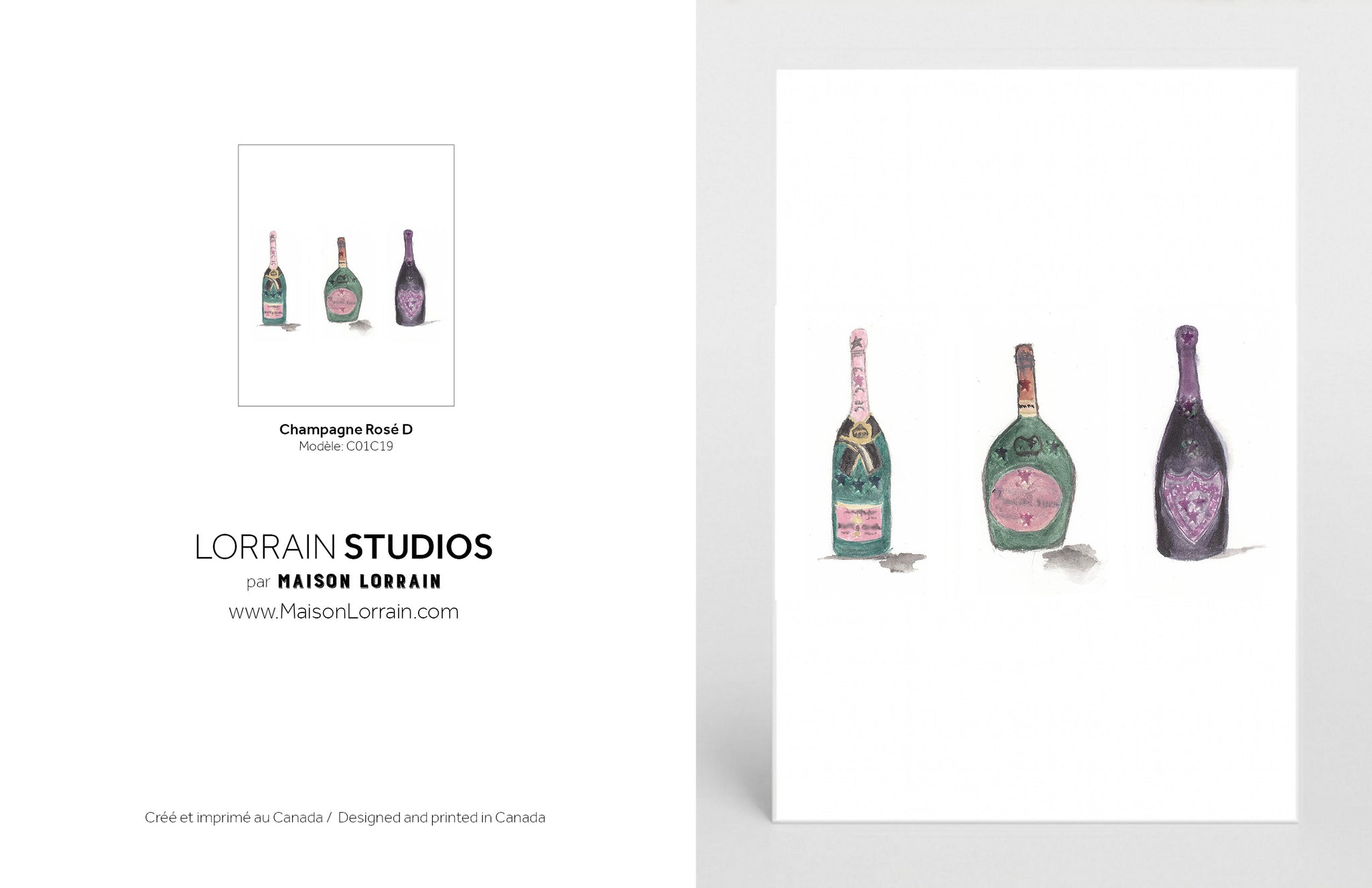 NEW Carte de souhaits - Champagnes Rosés D / Greeting Card