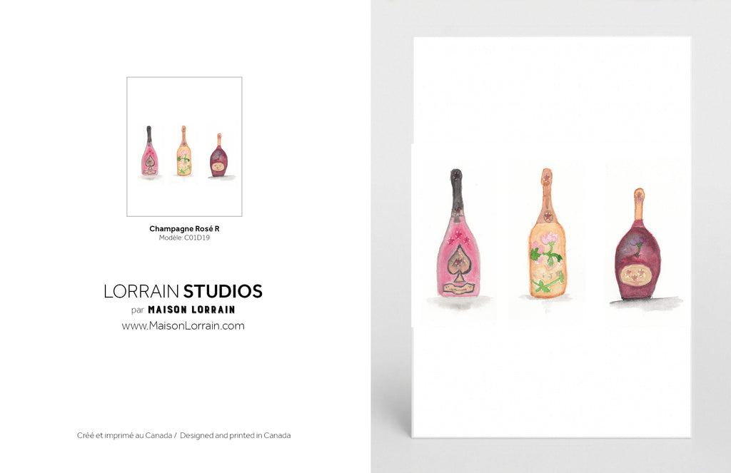NEW Carte de souhaits - Champagnes Rosés R / Greeting Card
