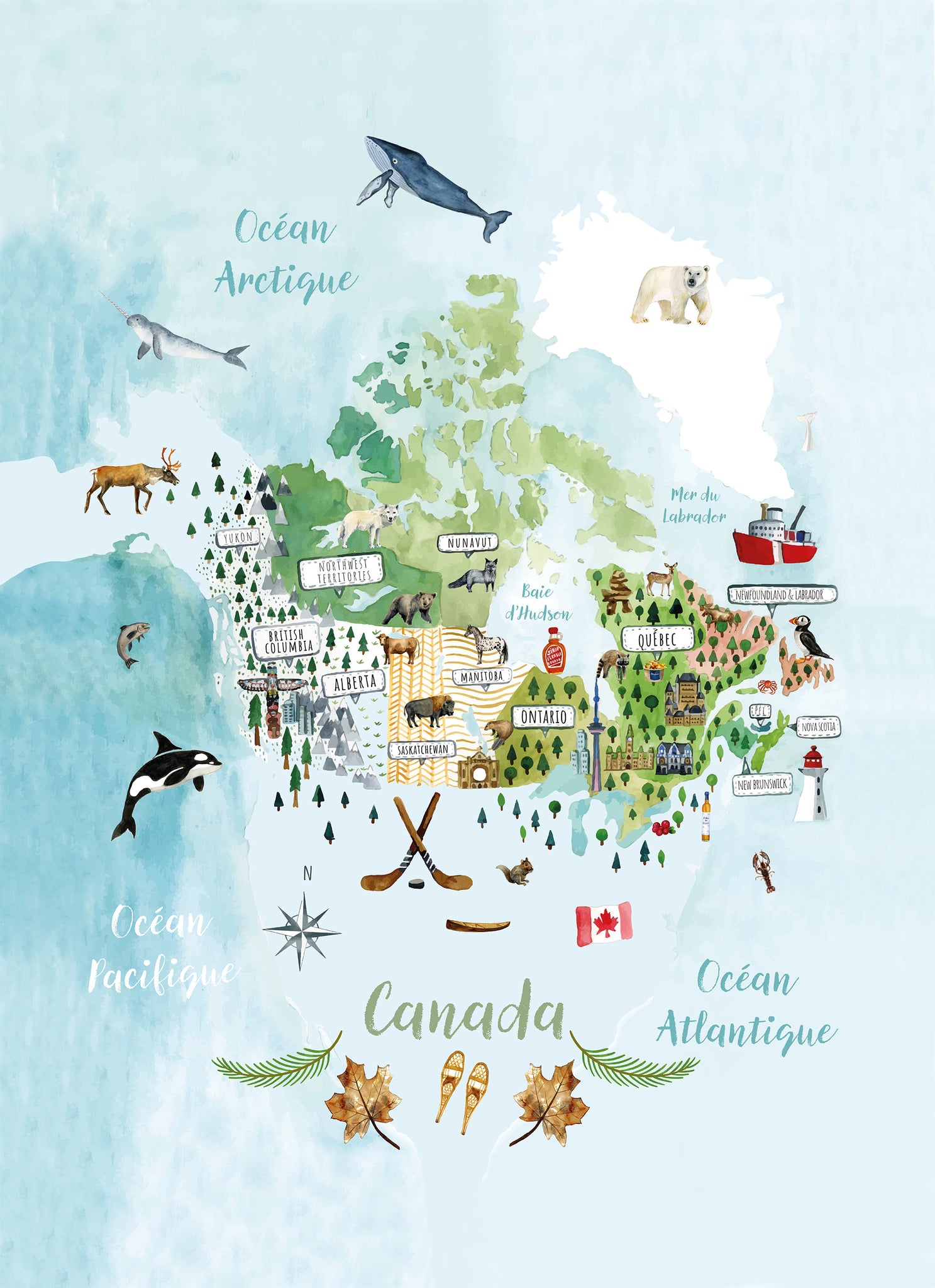 Le Canada - Linge de maison / Canada Map - Kitchen Linen
