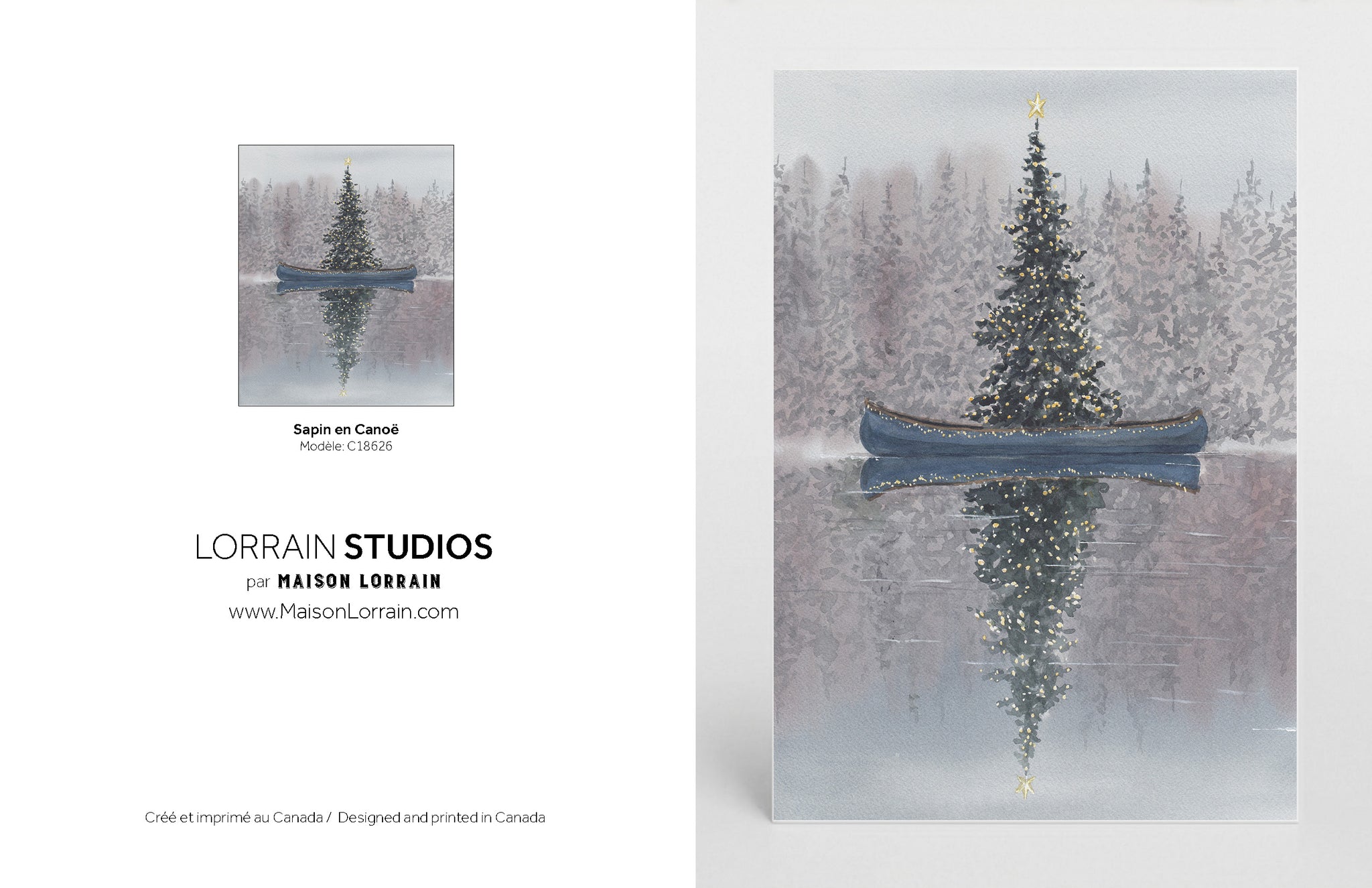 NEW Carte de souhaits - Sapin en Canoe / Greeting Card