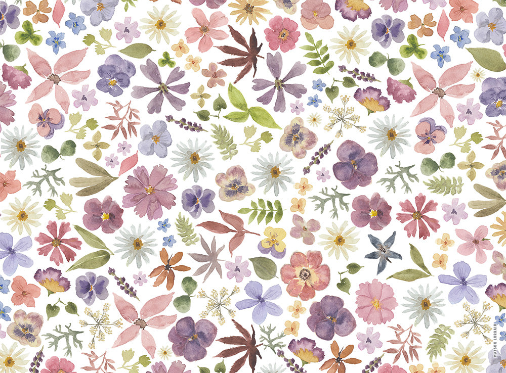 Napperon de Vinyle - Fleurs pressées All-Over / Pressed flowers All-Over