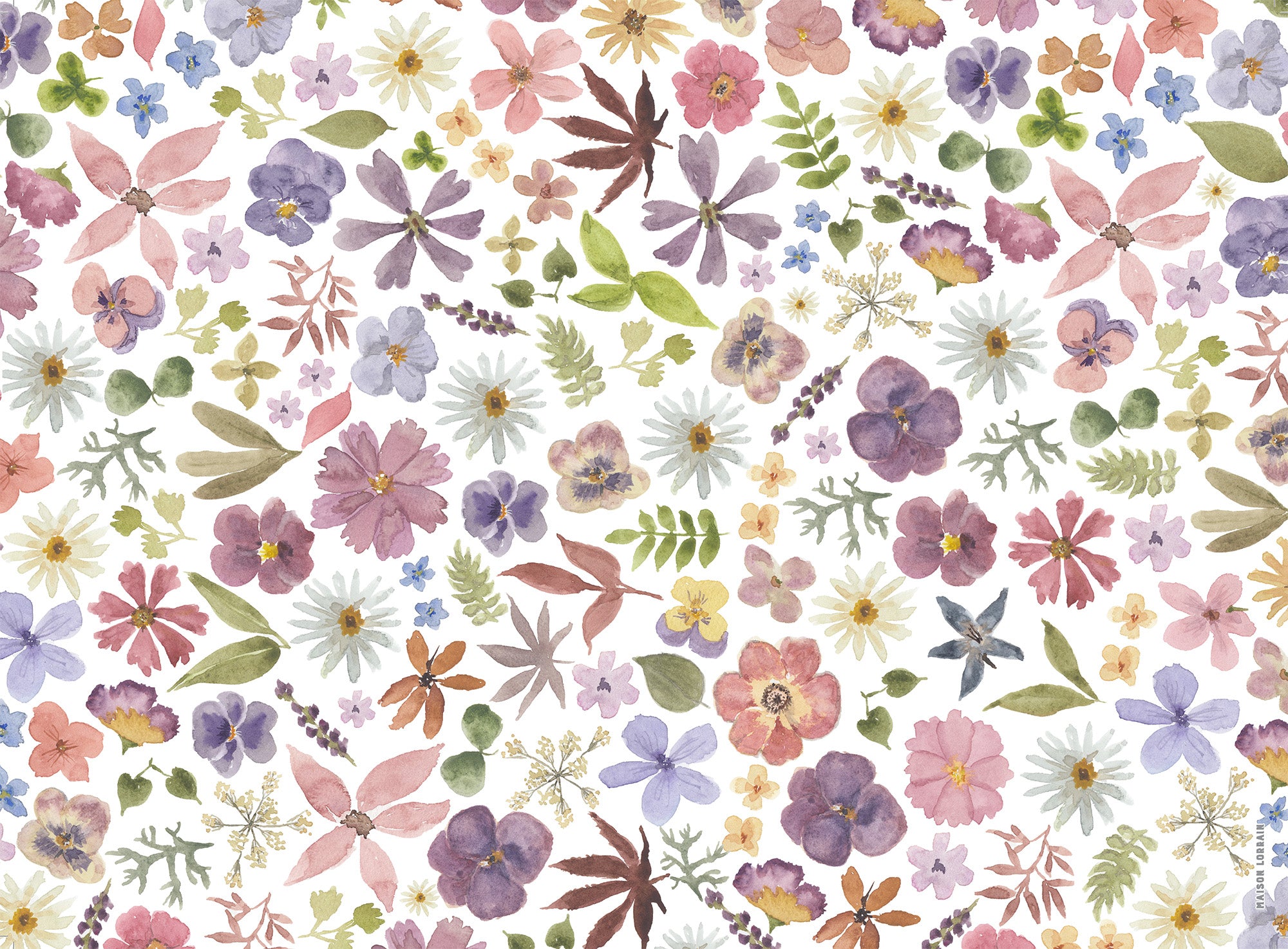Napperon de Vinyle - Fleurs pressées All-Over / Pressed flowers All-Over