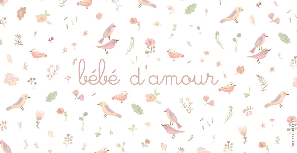 Napperon de Vinyle pour Bébé - Petits oiseaux fille - Bébé d'amour - Collection Bébé