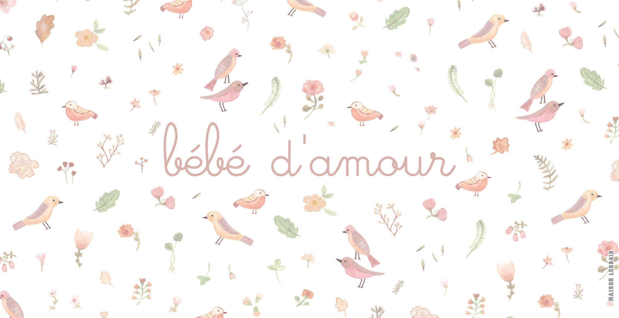 Napperon de Vinyle pour Bébé - Petits oiseaux fille - Bébé d'amour - Collection Bébé