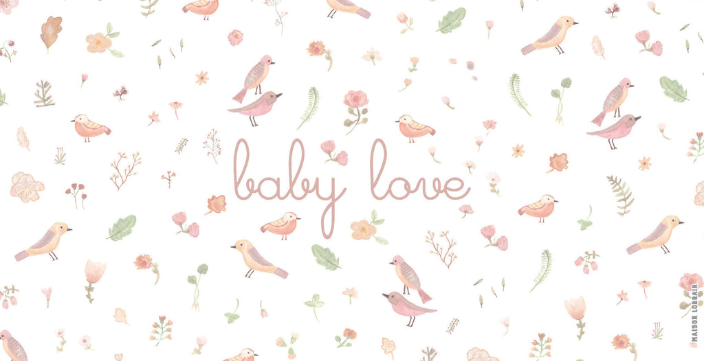 Napperon de Vinyle pour Bébé - Petits oiseaux fille - Baby Love - Collection Bébé