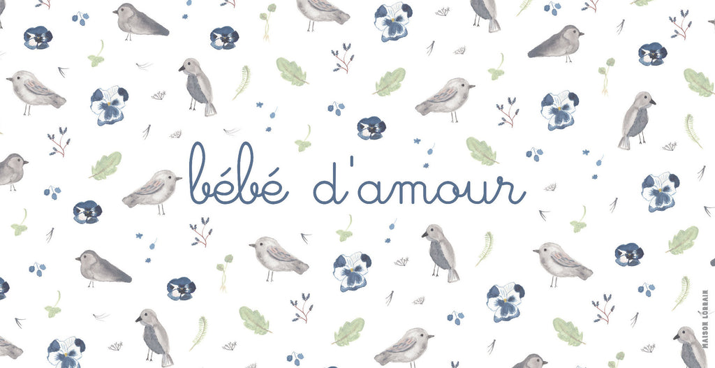 Napperon de Vinyle pour Bébé - Petits oiseaux garcon - Bébé d'amour - Collection Bébé