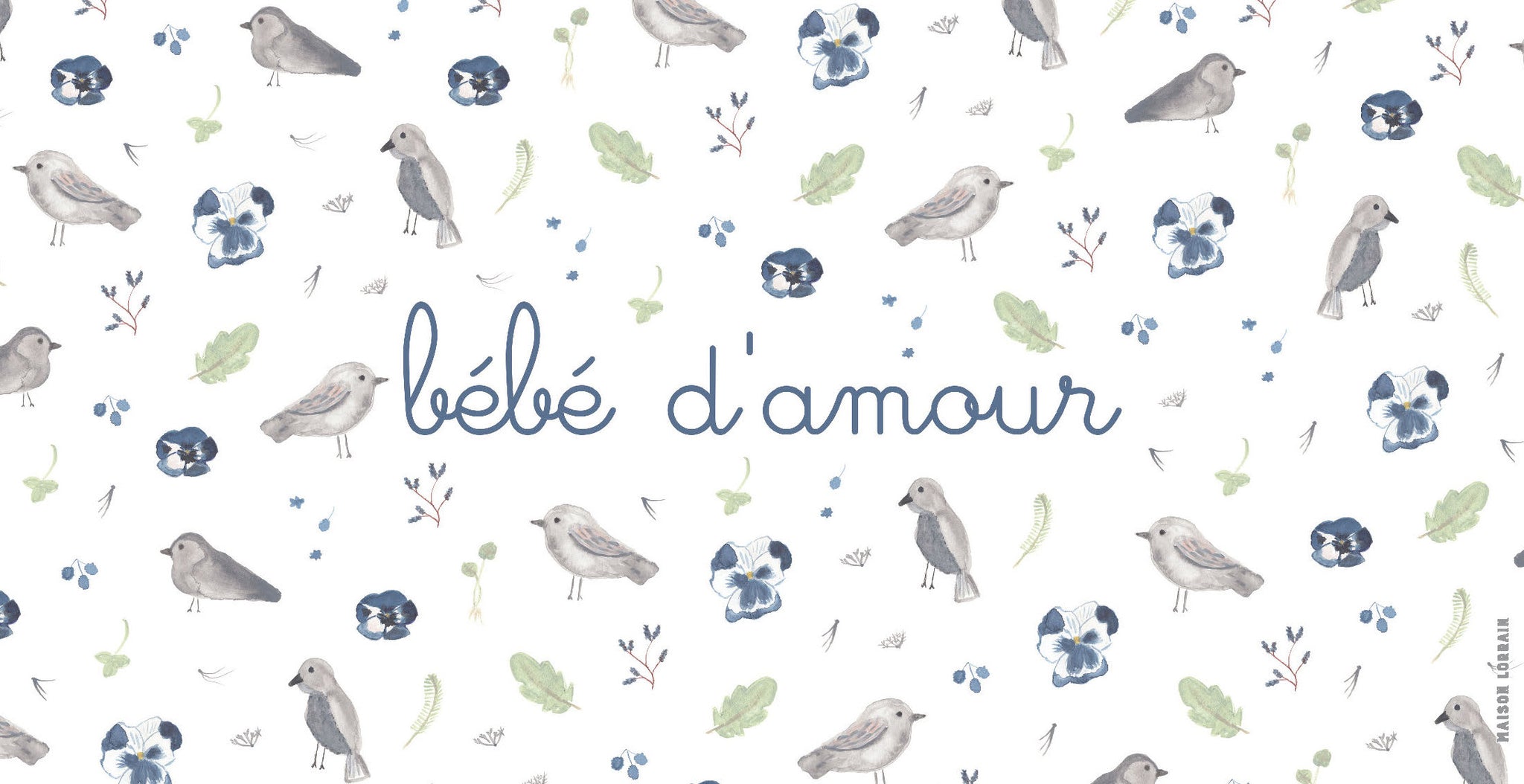 Napperon de Vinyle pour Bébé - Petits oiseaux garcon - Bébé d'amour - Collection Bébé