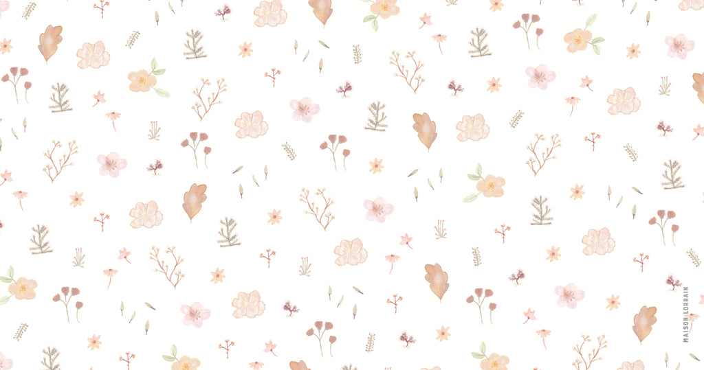 Napperon de Vinyle pour Bébé - Semis fleurs blush - Collection Bébé