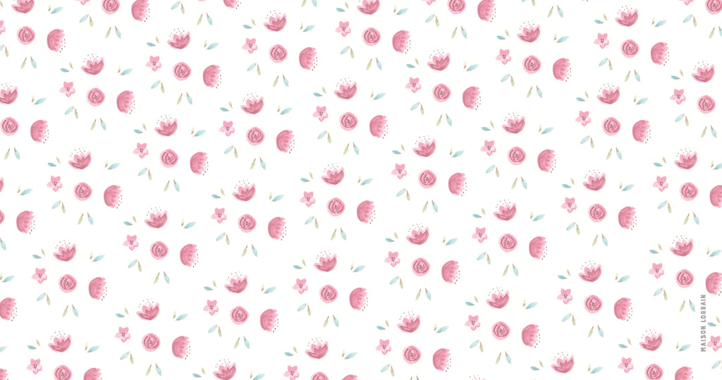Napperon de Vinyle pour Bébé - Semis fleurs roses - Collection Bébé