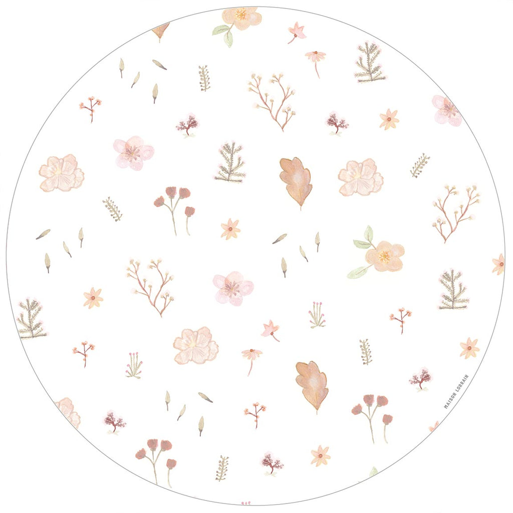 Napperon de Vinyle Ronds pour Bébé - Semis fleurs blush - Collection Bébé