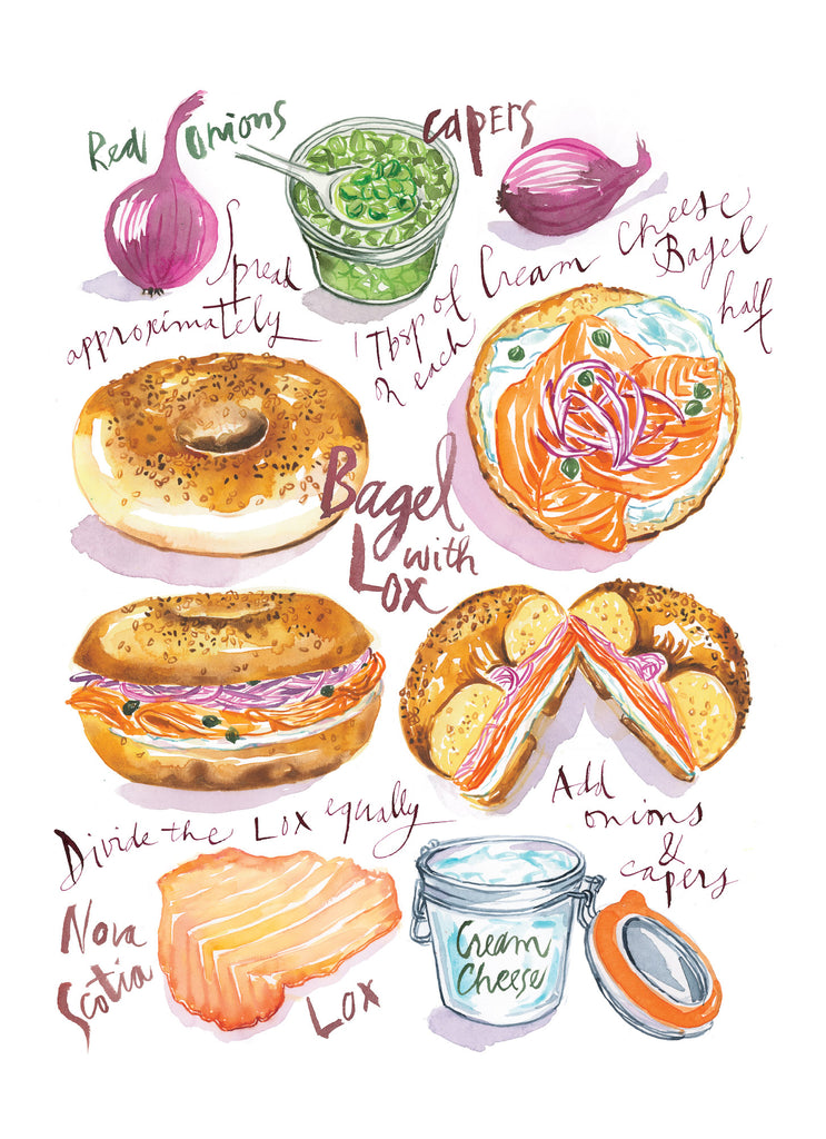 Bagel saumon fumé - Linge a vaisselle / Bagel with Lox Tea Towel