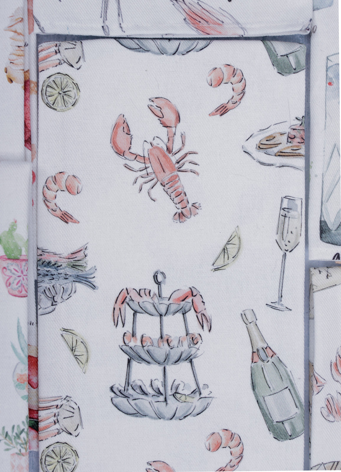 "Fruits de mer et Champagne - Seafood and Champagne" - Linge a vaisselle / Tea Towel