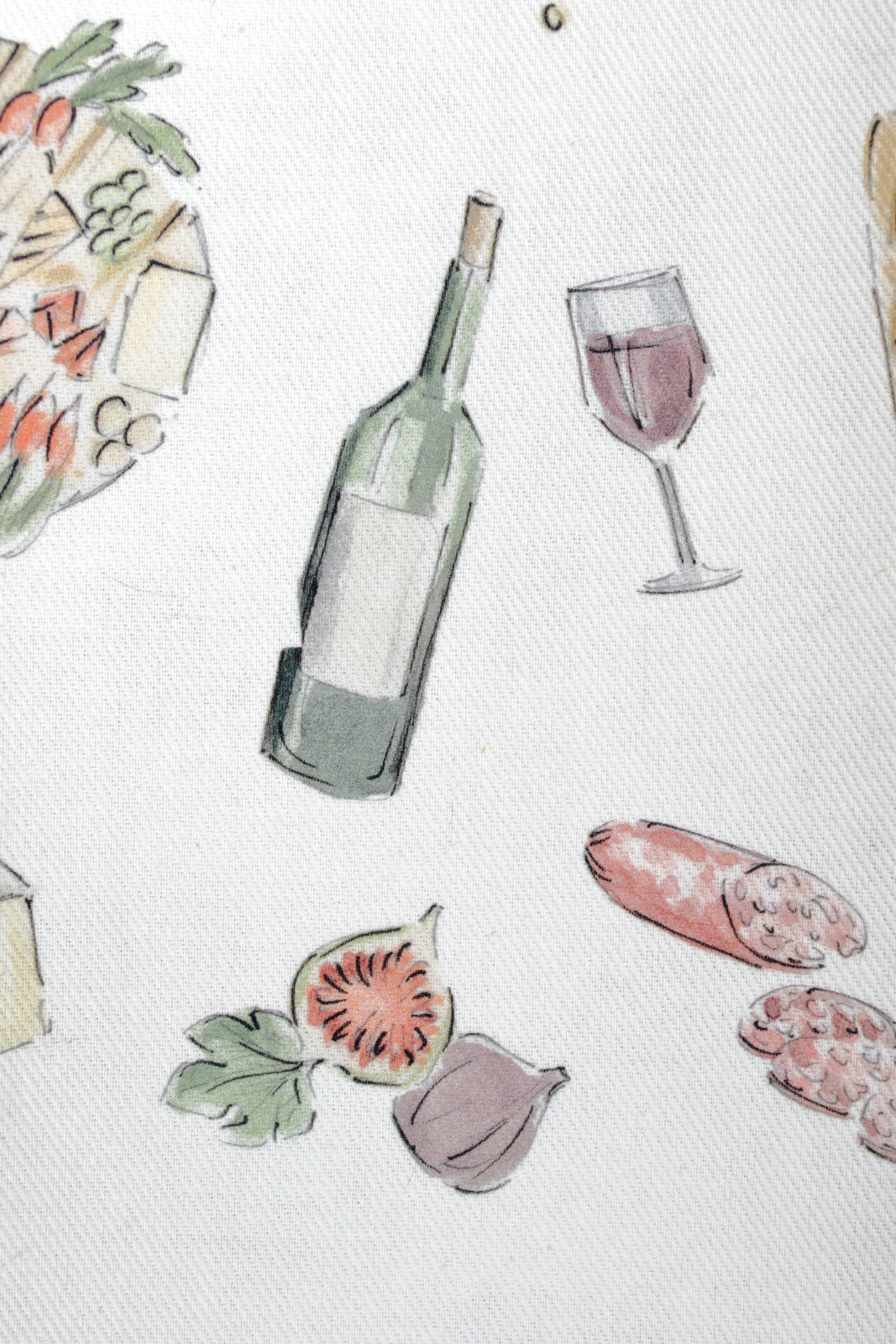 "Vin, fromage et charcuterie Wine, cheese and charcuterie" - Linge a vaisselle / Tea Towel